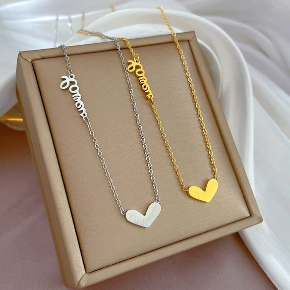 Titanium Steel English Love Furnace Cartoon Geometric Electroplated Necklace For Female