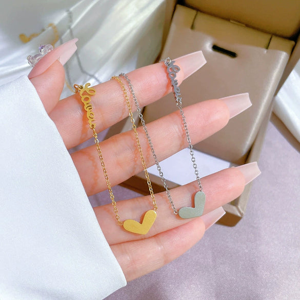 Titanium Steel English Love Furnace Cartoon Geometric Electroplated Necklace For Female