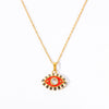 Titanium Steel Evil Eye Pendant Necklace With O Shaped Chain Electroplated