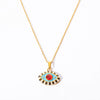 Titanium Steel Evil Eye Pendant Necklace With O Shaped Chain Electroplated