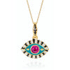 Titanium Steel Evil Eye Pendant Necklace With O Shaped Chain Electroplated