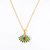 Titanium Steel Evil Eye Pendant Necklace With O Shaped Chain Electroplated