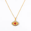 Titanium Steel Evil Eye Pendant Necklace With O Shaped Chain Electroplated