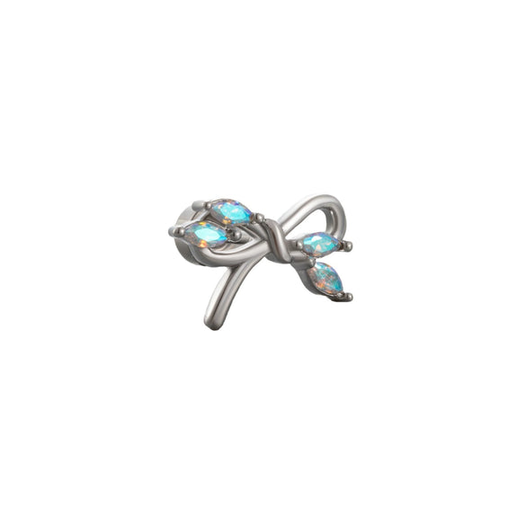 Titanium Steel Fairy Style Bow Shape Heart Shape Bow Pattern Zirconia Earrings For Women