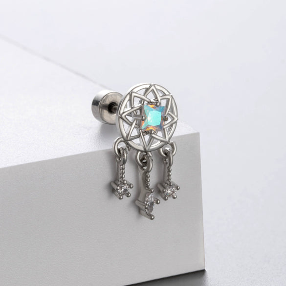 Titanium Steel Fairy Style Heart And Drop Shape Zirconia Earrings