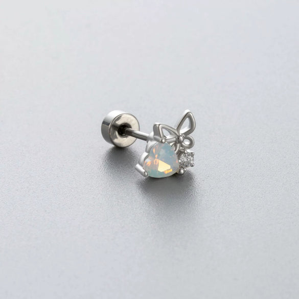Titanium Steel Fairy Style Heart And Drop Shape Zirconia Earrings