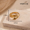 Titanium Steel Fashion All Match Snake Leaf Flower Light Luxury Opening Adjustable Ring With Electroplating