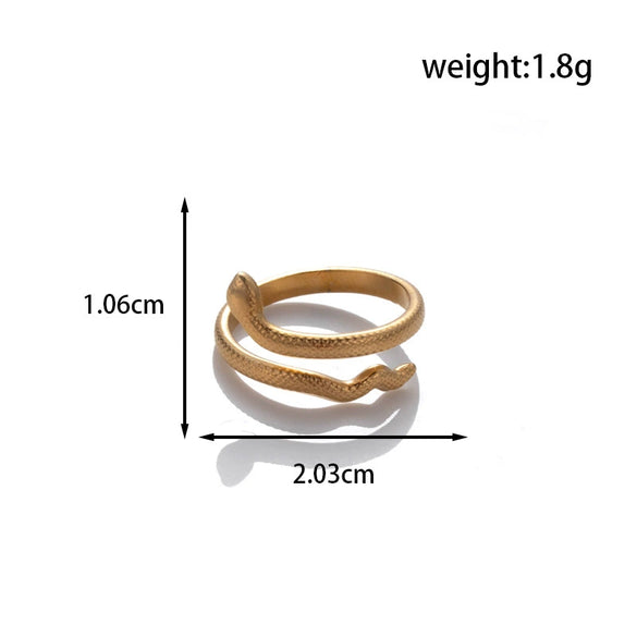 Titanium Steel Fashion All Match Snake Leaf Flower Light Luxury Opening Adjustable Ring With Electroplating
