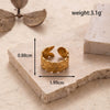 Titanium Steel Fashion All Match Snake Leaf Flower Light Luxury Opening Adjustable Ring With Electroplating