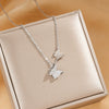 Titanium Steel Fashion Frosted Double Butterfly Pendant Necklace For Women With Vacuum Plating And Cross Chain