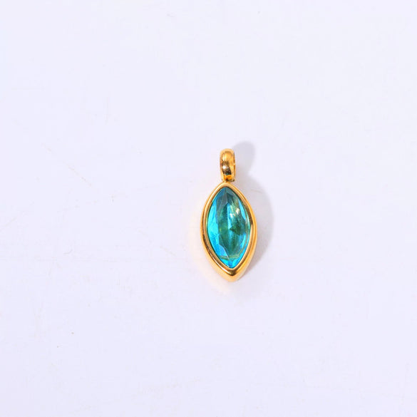 Titanium Steel Fashion Geometric Birthstone Zircon Ladies Pendant Jewelry With Horse's Eye Design And Electroplating