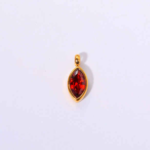 Titanium Steel Fashion Geometric Birthstone Zircon Ladies Pendant Jewelry With Horse's Eye Design And Electroplating