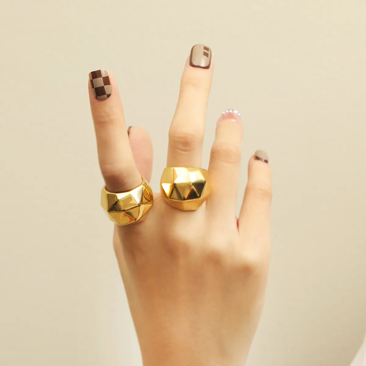 Titanium Steel Fashion Modern Style Geometric Plating Rings