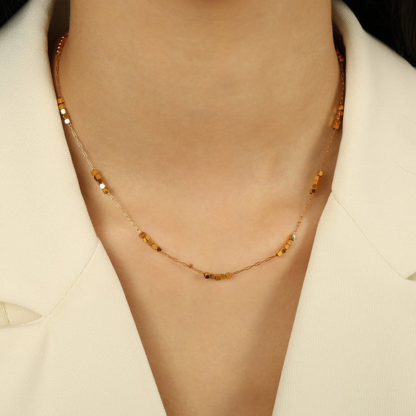 316L Stainless Steel Fashion Women's Square Clavicle Necklace With Electroplating Treatment