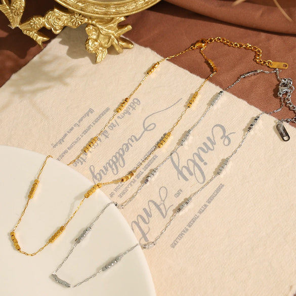 316L Stainless Steel Fashion Women's Square Clavicle Necklace With Electroplating Treatment