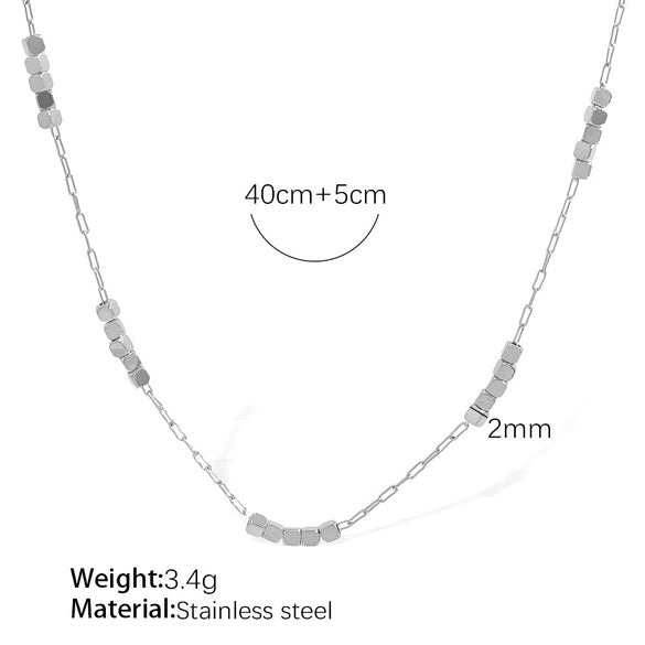 316L Stainless Steel Fashion Women's Square Clavicle Necklace With Electroplating Treatment