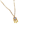 Titanium Steel Feather Tassel Zircon Dream Catcher Necklace With Geometric Pattern For Women