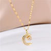 Titanium Steel Female Moon Projection All Match Clavicle Necklace
