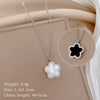 Titanium Steel Five Leaf Flower Double Sided Cartoon Style Electroplated Necklace