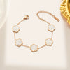 Titanium Steel Fiveleaf Clover Flower Plum Pendant Clavicle Chain For Women With Vacuum Furnace Electroplating
