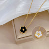 Titanium Steel Fiveleaf Flower Doublesided Minimalist Air Furnace Real Gold Plated Unisex Cartoon Geometric Pendant Necklace