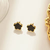 Titanium Steel Fiveleaf Flower Earrings For Women Electroplated