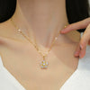 Titanium Steel Fiveleaf Flower Geometric Light Luxury Microinlaid Electroplated Women's Necklace Earrings Set