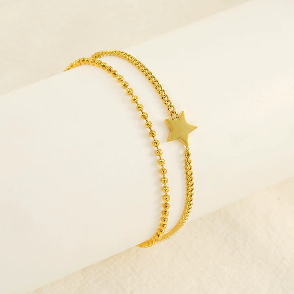 Titanium Steel Fivepointed Star Fashion Women's Jewelry Bracelet With Electroplating