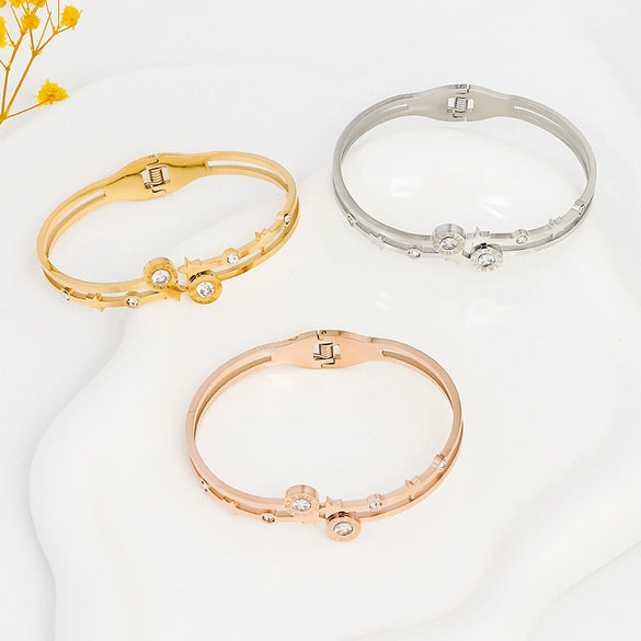 Titanium Steel Fivepointed Star Geometric Personality Fashion Waterproof Sweatproof Bracelet