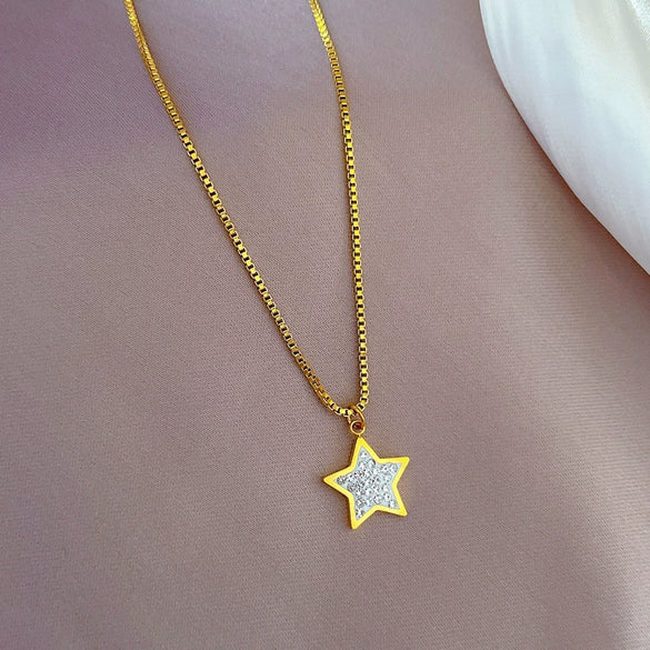 Titanium Steel Fivepointed Star Minimalist Electroplated Necklace Unisex Accessories