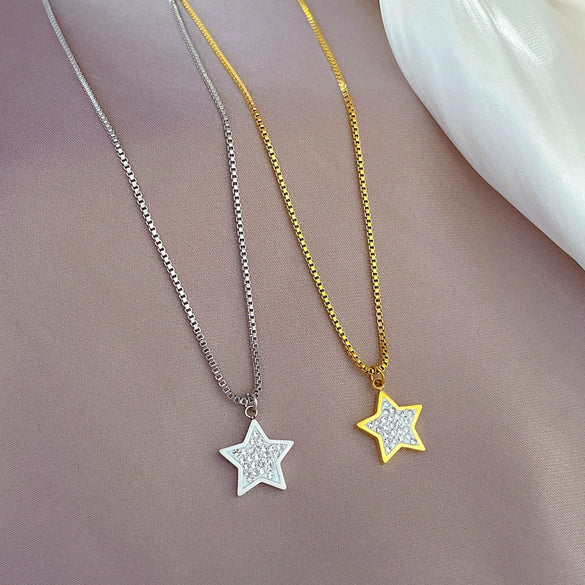 Titanium Steel Fivepointed Star Minimalist Electroplated Necklace Unisex Accessories