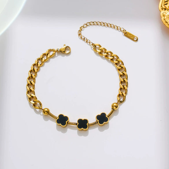 Titanium Steel Flower Clover Women's Fashion Simple Electroplated Bracelet