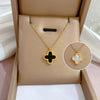 Titanium Steel Flower Doublesided Motherofpearl Furnace Real Gold Cartoon Geometric Electroplating Necklace For Female