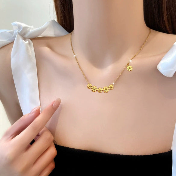 Titanium Steel Flower Geometric Style Electroplating Unisex Necklace