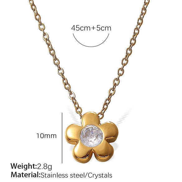 316L Stainless Steel Flower Necklace For Women Electroplated Sweet Retro Exquisite Clavicle Chain