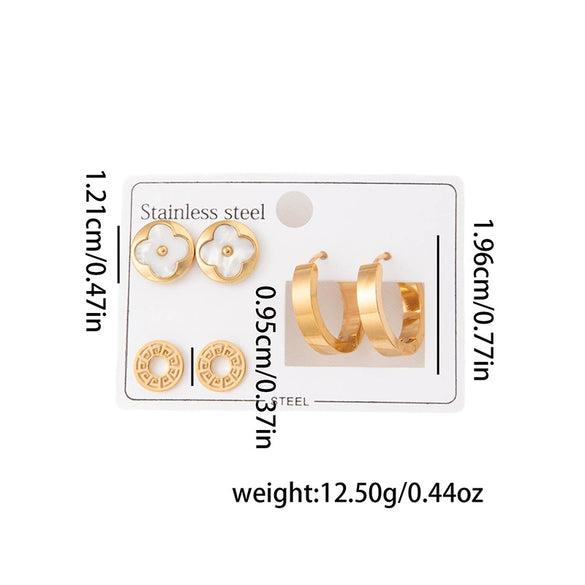 Titanium Steel Flower Shape Electroplated Women's Earrings Set