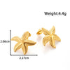 Titanium Steel Flower Star Shape Light Luxury Style Textured Earrings With Electroplating