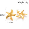 Titanium Steel Flower Star Shape Light Luxury Style Textured Earrings With Electroplating
