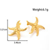 Titanium Steel Flower Star Shape Light Luxury Style Textured Earrings With Electroplating