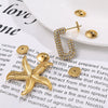 316L Stainless Steel Flying Saucer Earring Accessories Electroplated