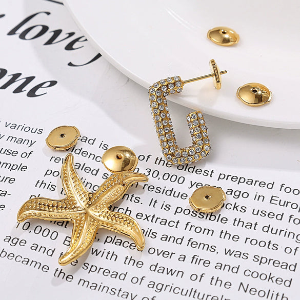 316L Stainless Steel Flying Saucer Earring Accessories Electroplated