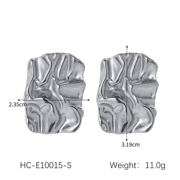 Titanium Steel Fold Earrings Electroplated Geometric Design Women's Highend Allmatch