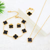 Titanium Steel Four Leaf Clover Elegant Jewelry Fourpiece Set For Girls With Electroplating