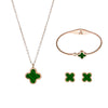 Titanium Steel Four Leaf Clover Jewelry Set For Women Light Luxury Electroplated Necklace Earrings Bracelet