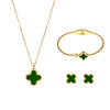 Titanium Steel Four Leaf Clover Jewelry Set For Women Light Luxury Electroplated Necklace Earrings Bracelet