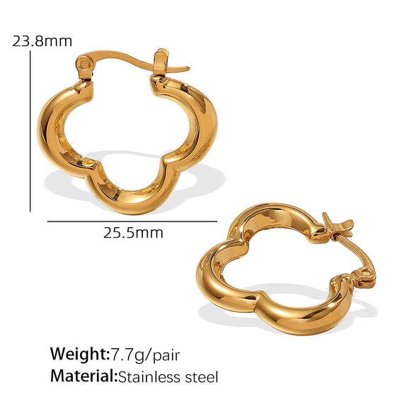 316L Stainless Steel Four Leaf Clover Women's Earrings Electroplated Fashion Style