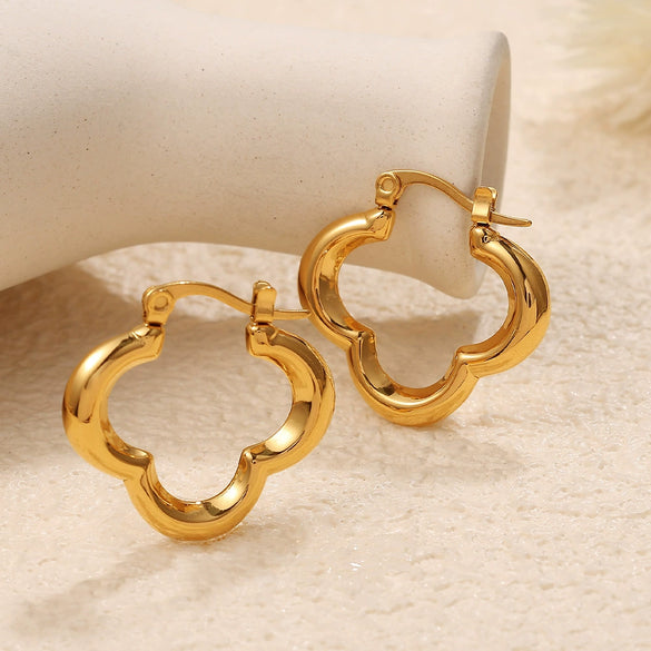 316L Stainless Steel Four Leaf Clover Women's Earrings Electroplated Fashion Style