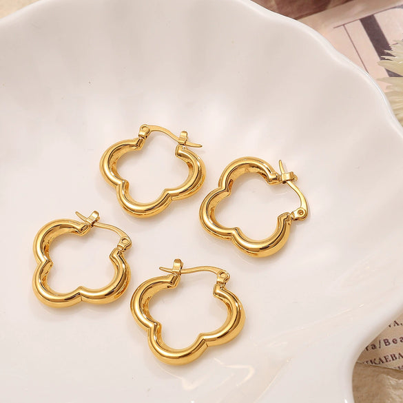 316L Stainless Steel Four Leaf Clover Women's Earrings Electroplated Fashion Style