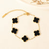 Titanium Steel Fourleaf Clover And Flower Jewelry Set For Women With Electroplating
