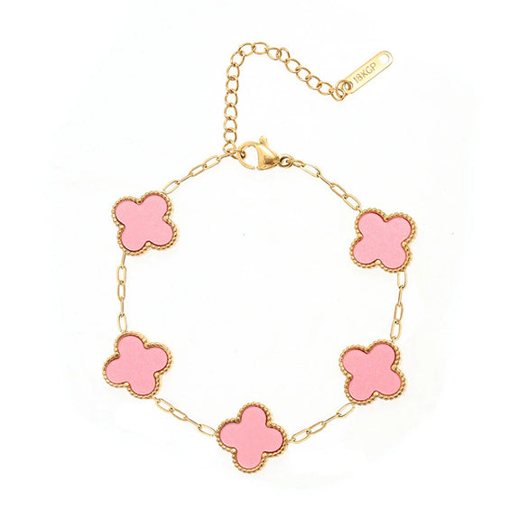 Titanium Steel Fourleaf Clover And Flower Jewelry Set For Women With Electroplating